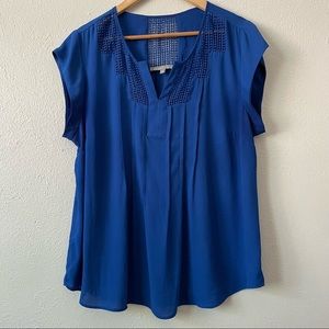 Daniel Rainn Estefany Lace Detail Split Neck Blouse | Size XL